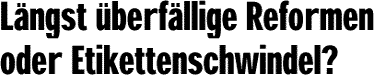 L&auml;ngst &uuml;berf&auml;llige Reformen oder Etikettenschwindel?